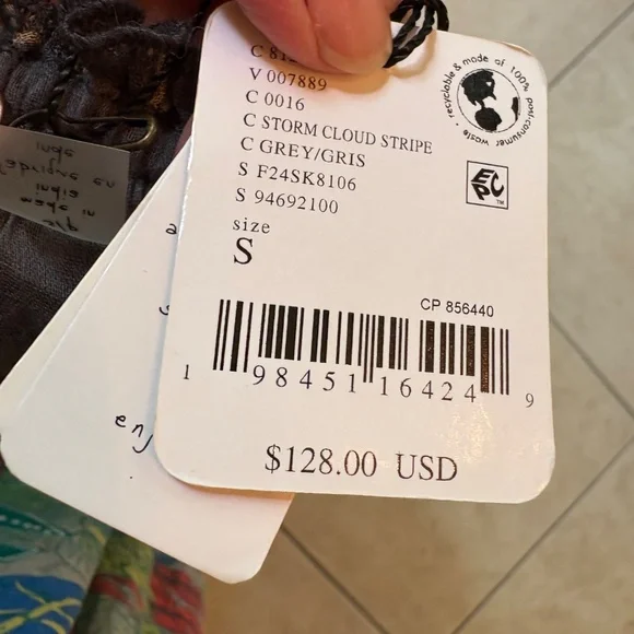 Free People Boho Gypsy  striped skirt small NWT - Picture 6 of 7